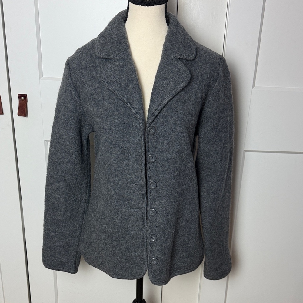 Chadwick's 100% Boiled Wool jacket heather grey button down coat medium